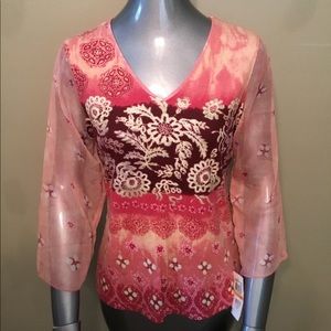 NWT Caribbean Joe floral blouse tops